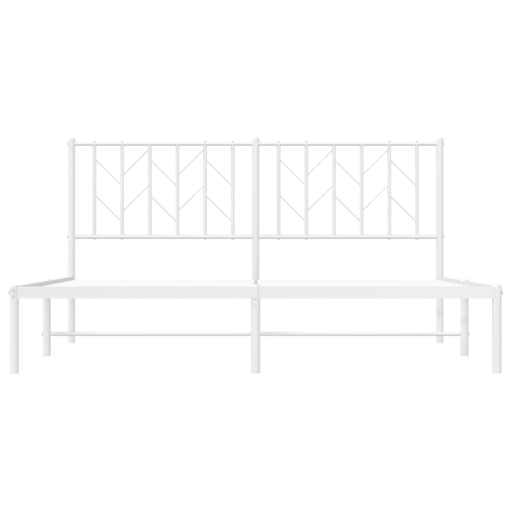 Cadre de lit métal sans matelas et tête de lit blanc 160x200 cm - XIOS