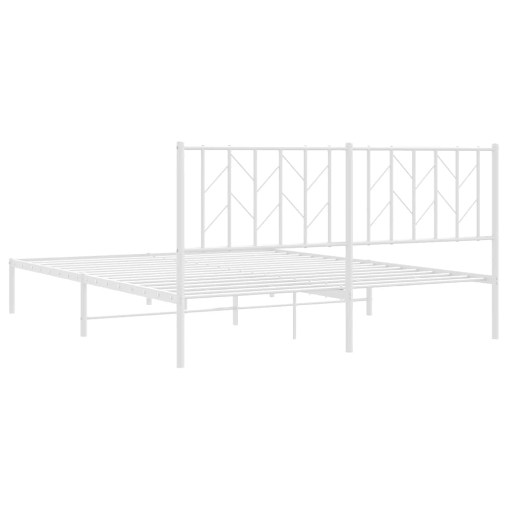 Cadre de lit métal sans matelas et tête de lit blanc 160x200 cm - XIOS
