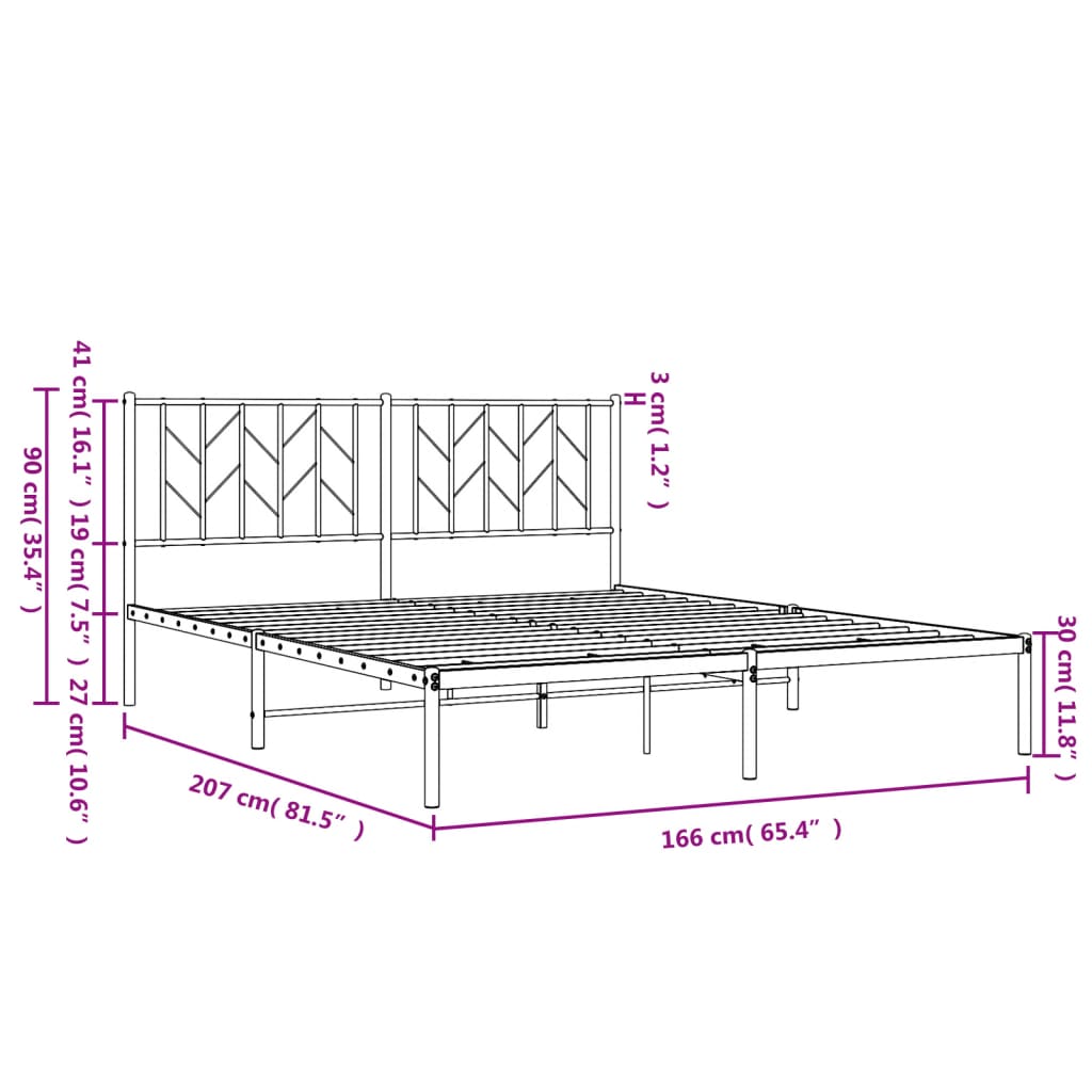 Cadre de lit métal sans matelas et tête de lit blanc 160x200 cm - XIOS