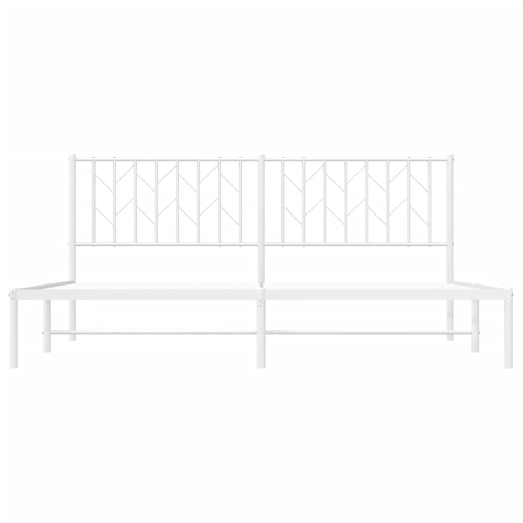 Cadre de lit métal sans matelas et tête de lit blanc 183x213 cm - XIOS
