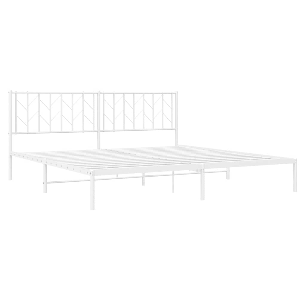 Cadre de lit métal sans matelas et tête de lit blanc 193x203 cm - XIOS