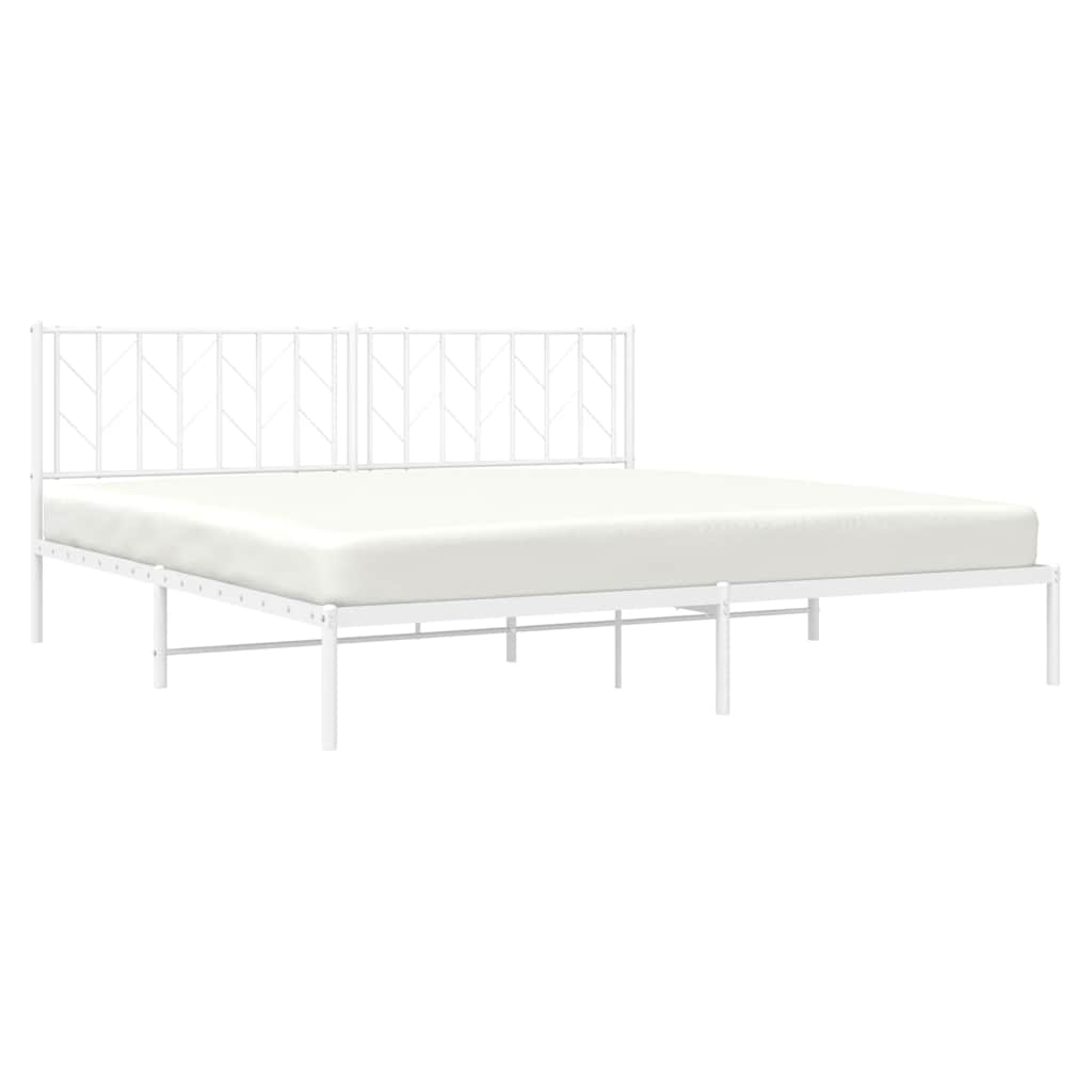 Cadre de lit métal sans matelas et tête de lit blanc 193x203 cm - XIOS