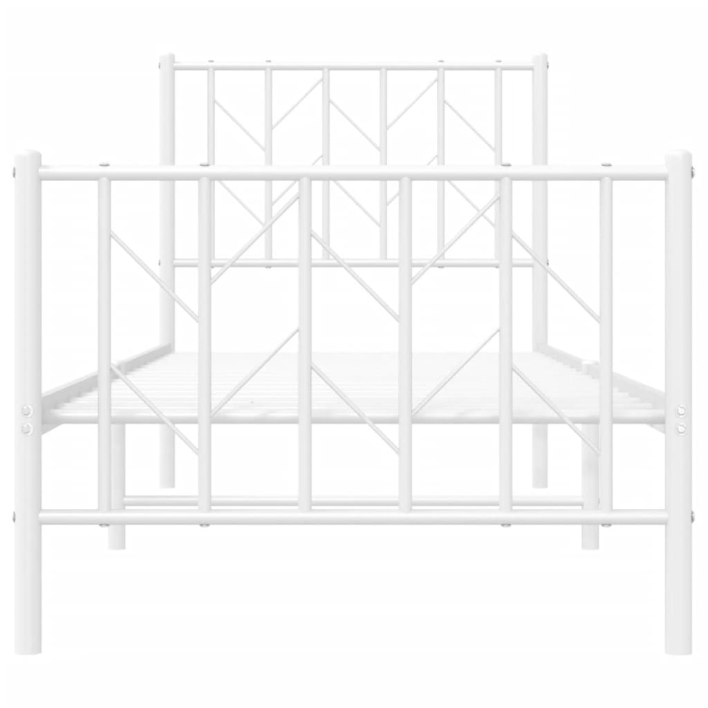 Cadre de lit métal sans matelas avec pied de lit blanc 75x190cm - XIOS