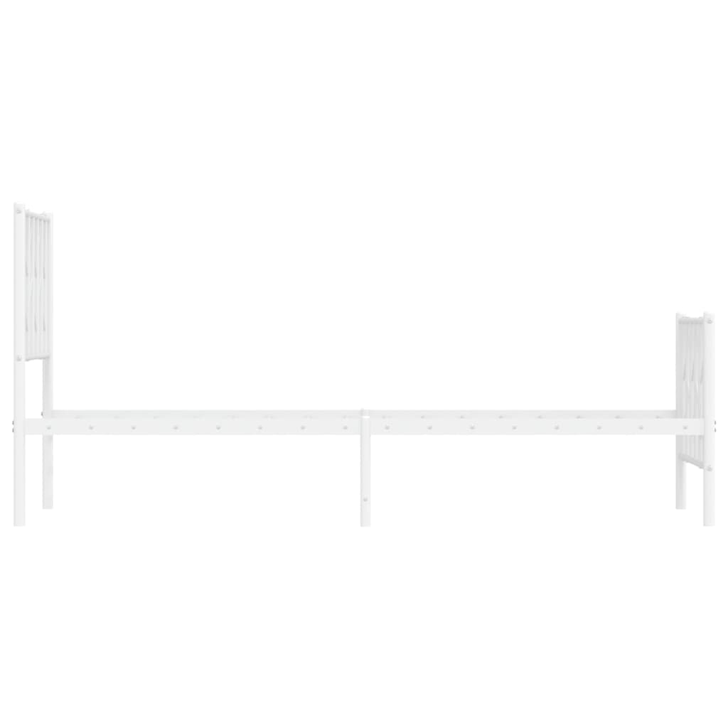 Cadre de lit métal sans matelas avec pied de lit blanc 75x190cm - XIOS