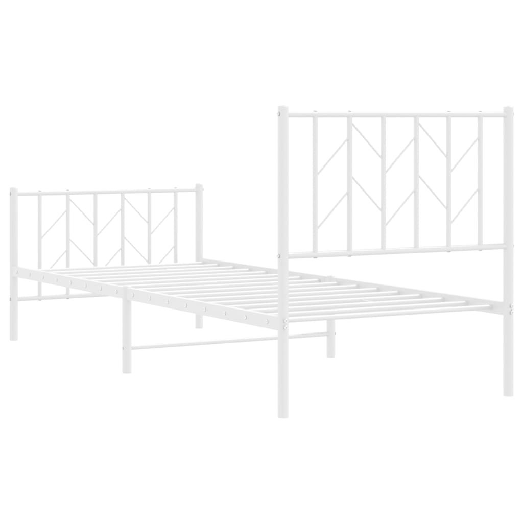 Cadre de lit métal sans matelas avec pied de lit blanc 80x200cm - XIOS