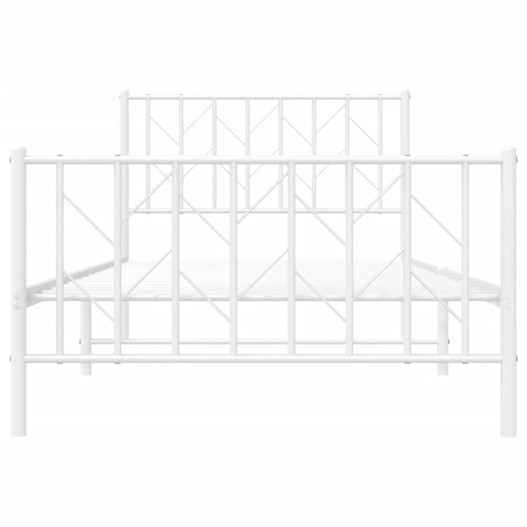 Cadre de lit métal sans matelas et pied de lit blanc 100x190 cm - XIOS