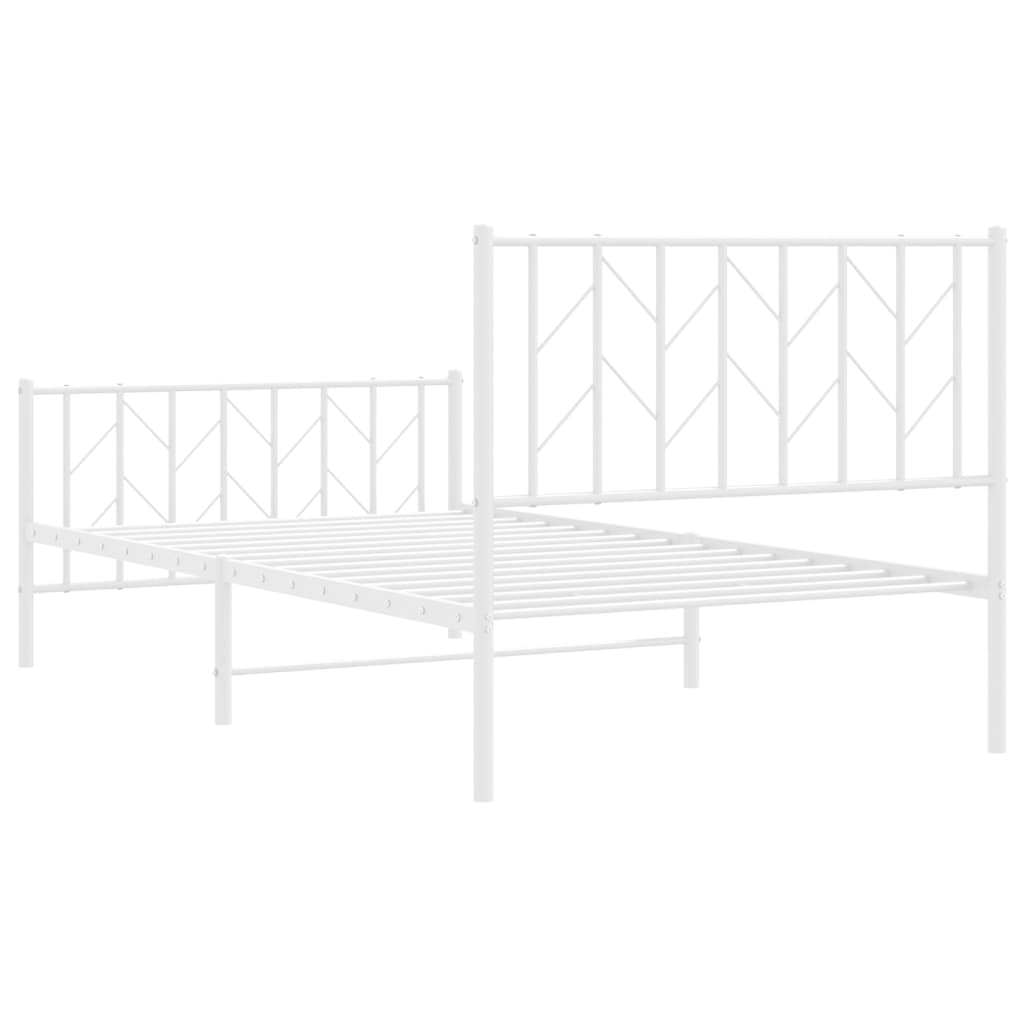 Cadre de lit métal sans matelas et pied de lit blanc 100x190 cm - XIOS
