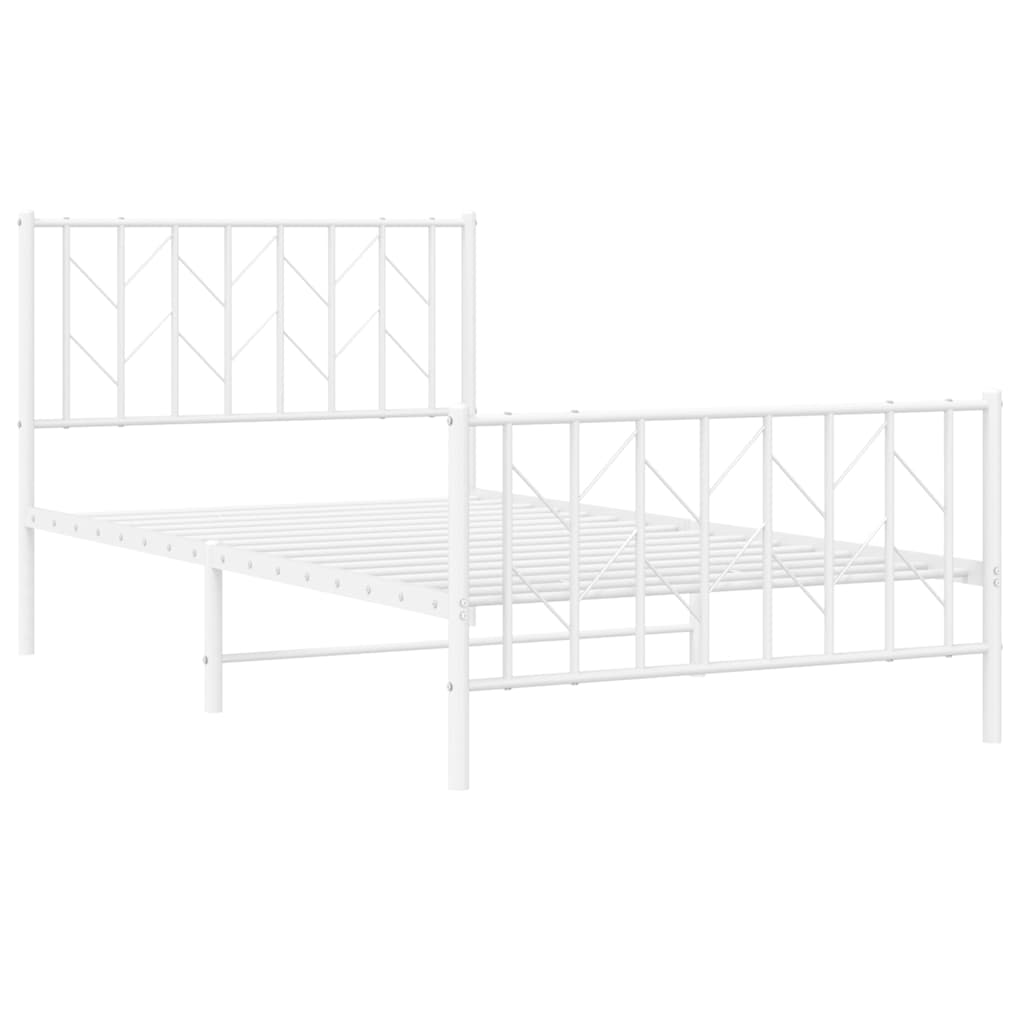 Cadre de lit métal sans matelas et pied de lit blanc 100x200 cm - XIOS