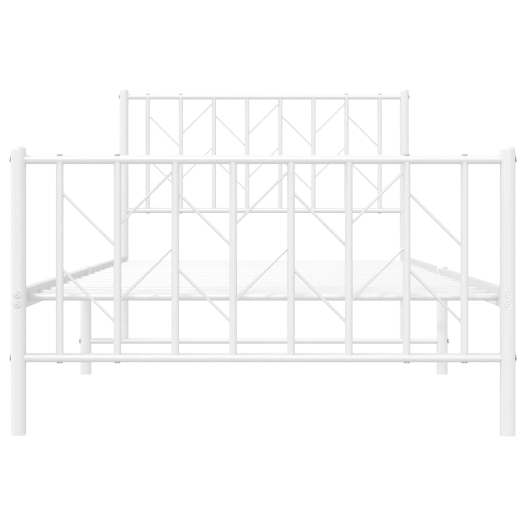 Cadre de lit métal sans matelas et pied de lit blanc 100x200 cm - XIOS