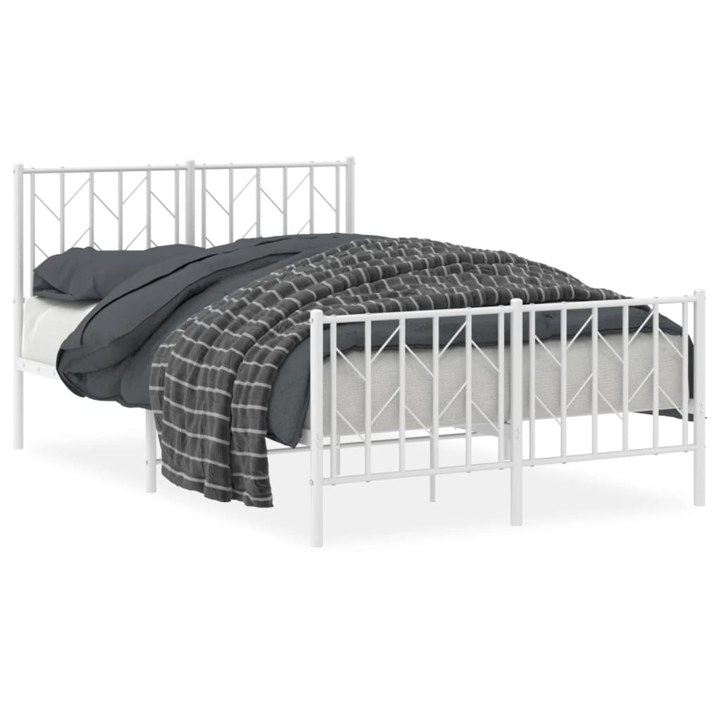Cadre de lit métal sans matelas et pied de lit blanc 120x190 cm - XIOS