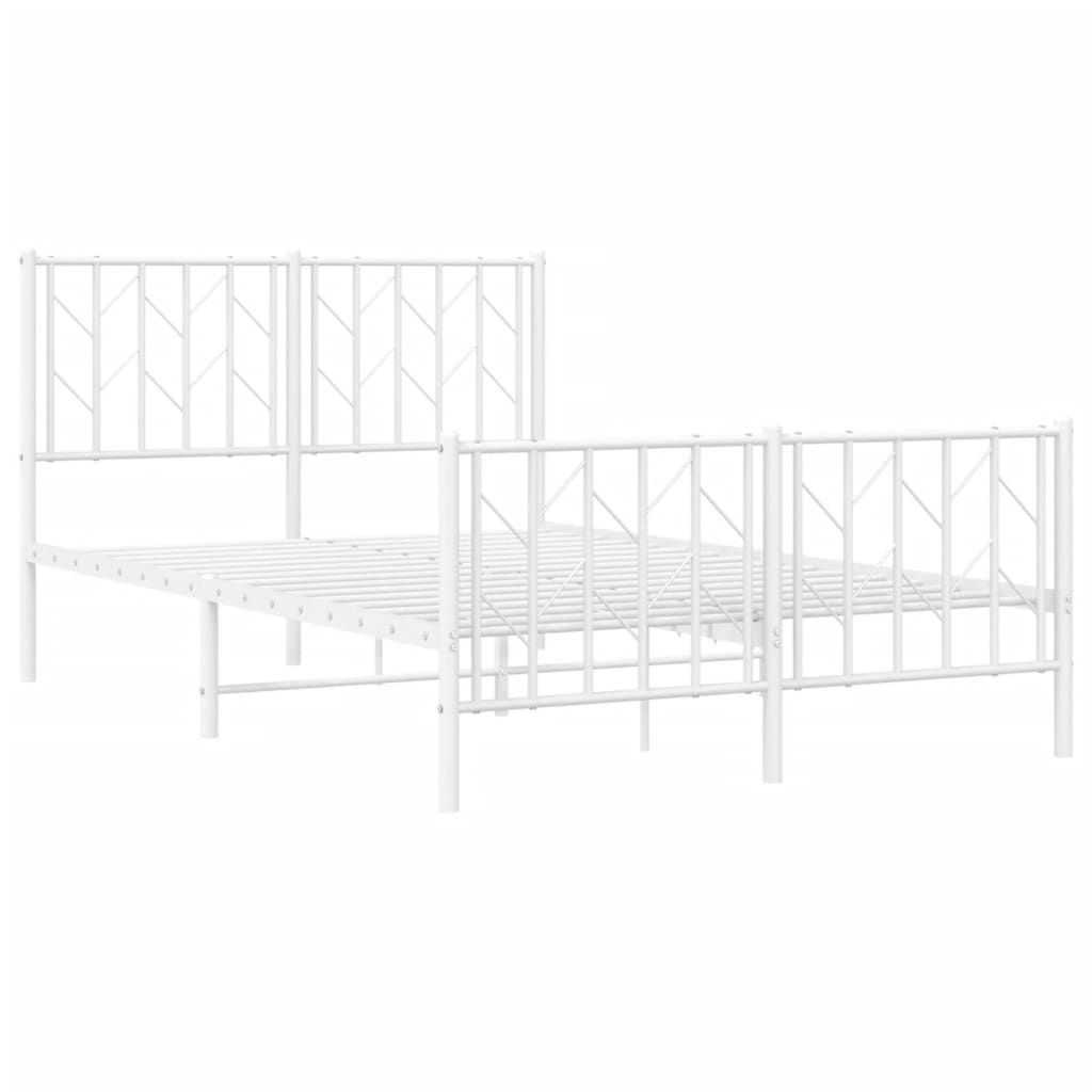 Cadre de lit métal sans matelas et pied de lit blanc 120x190 cm - XIOS