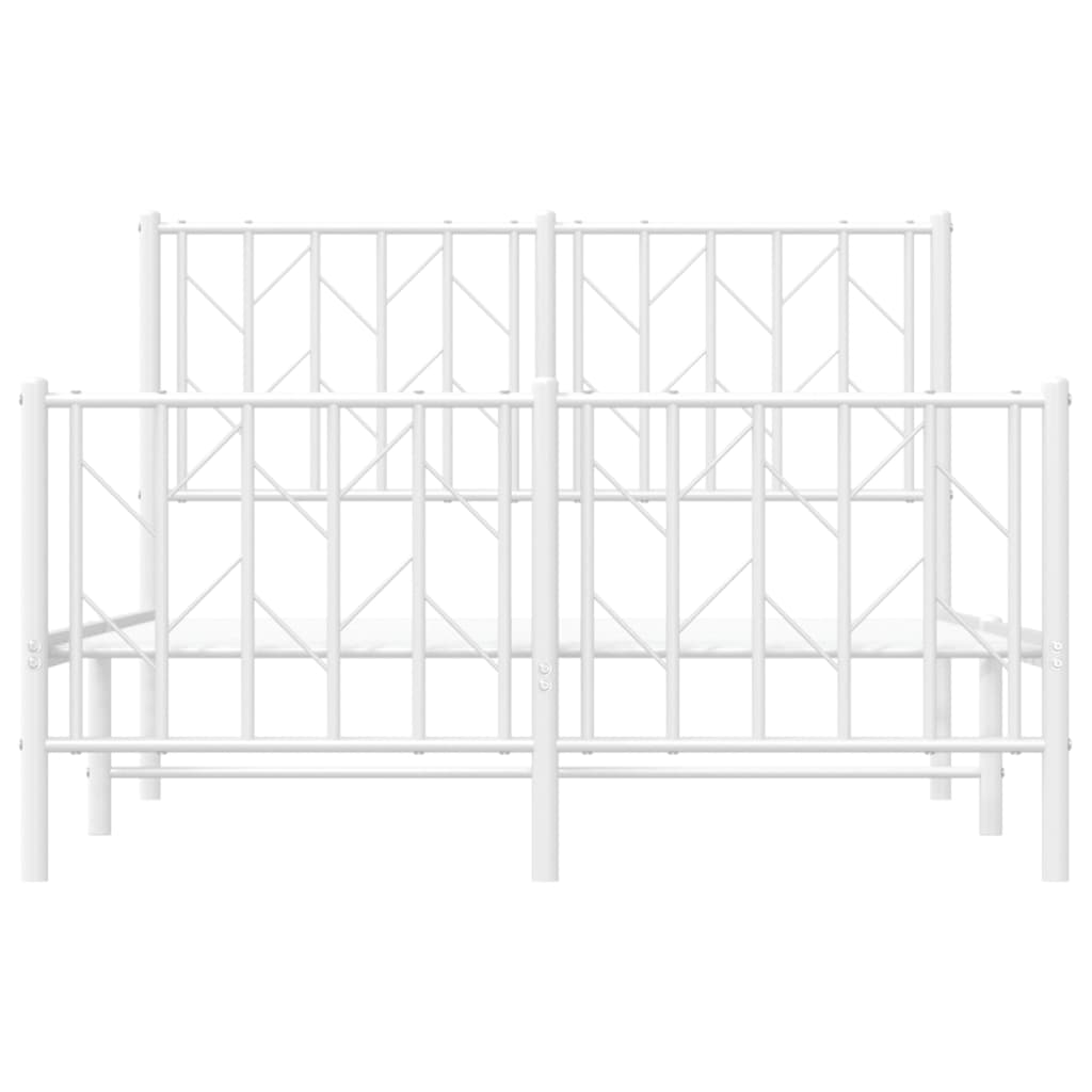 Cadre de lit métal sans matelas et pied de lit blanc 120x190 cm - XIOS