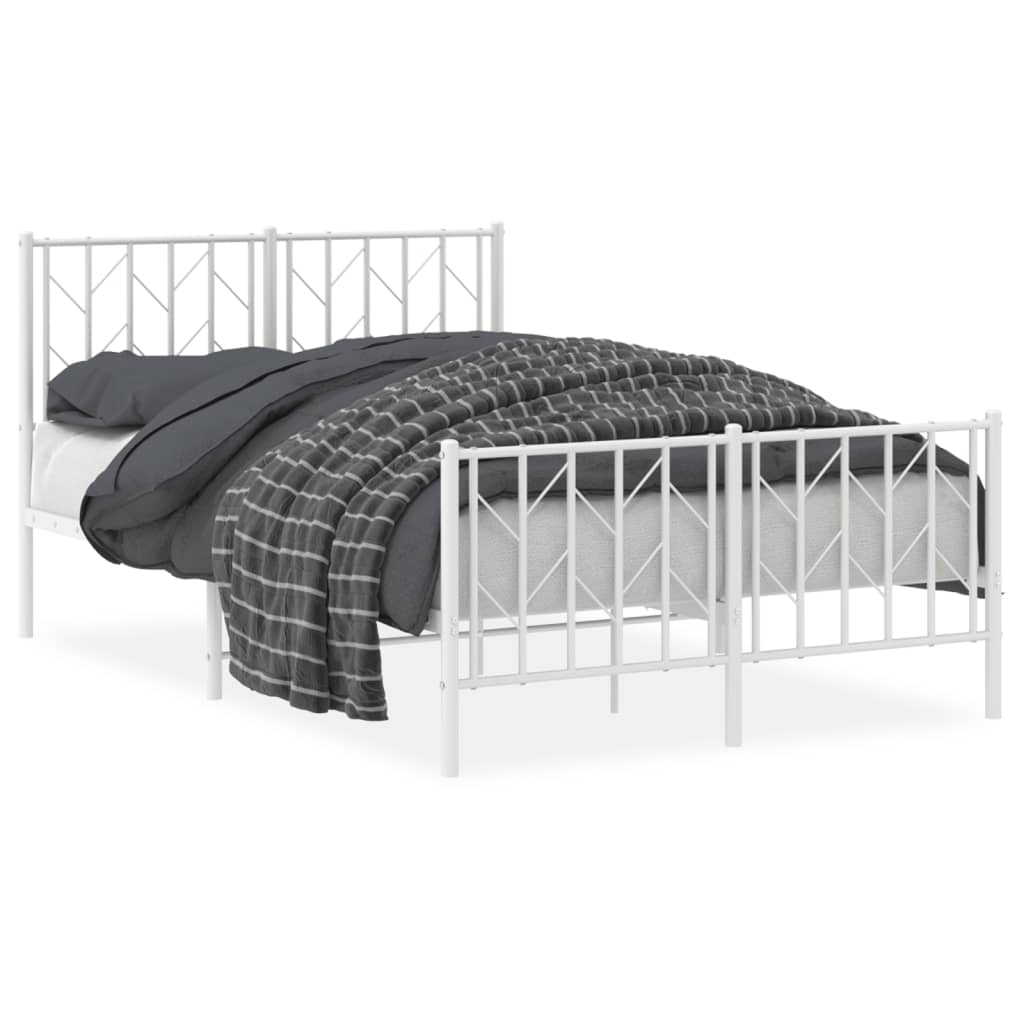 Cadre de lit métal sans matelas et pied de lit blanc 120x200 cm - XIOS
