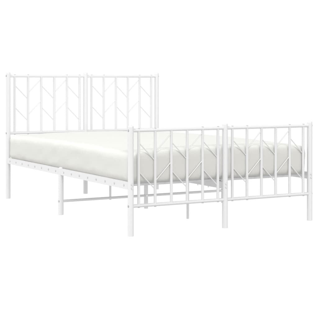 Cadre de lit métal sans matelas et pied de lit blanc 120x200 cm - XIOS