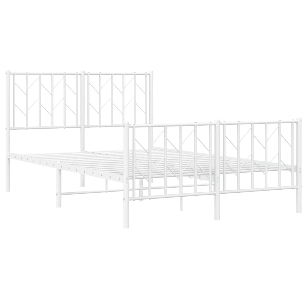 Cadre de lit métal sans matelas et pied de lit blanc 120x200 cm - XIOS