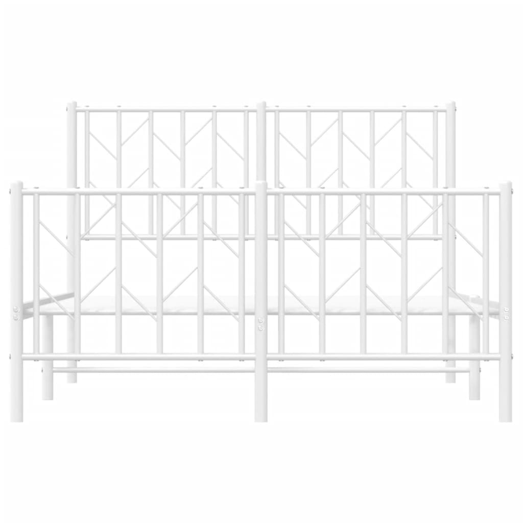 Cadre de lit métal sans matelas et pied de lit blanc 120x200 cm - XIOS