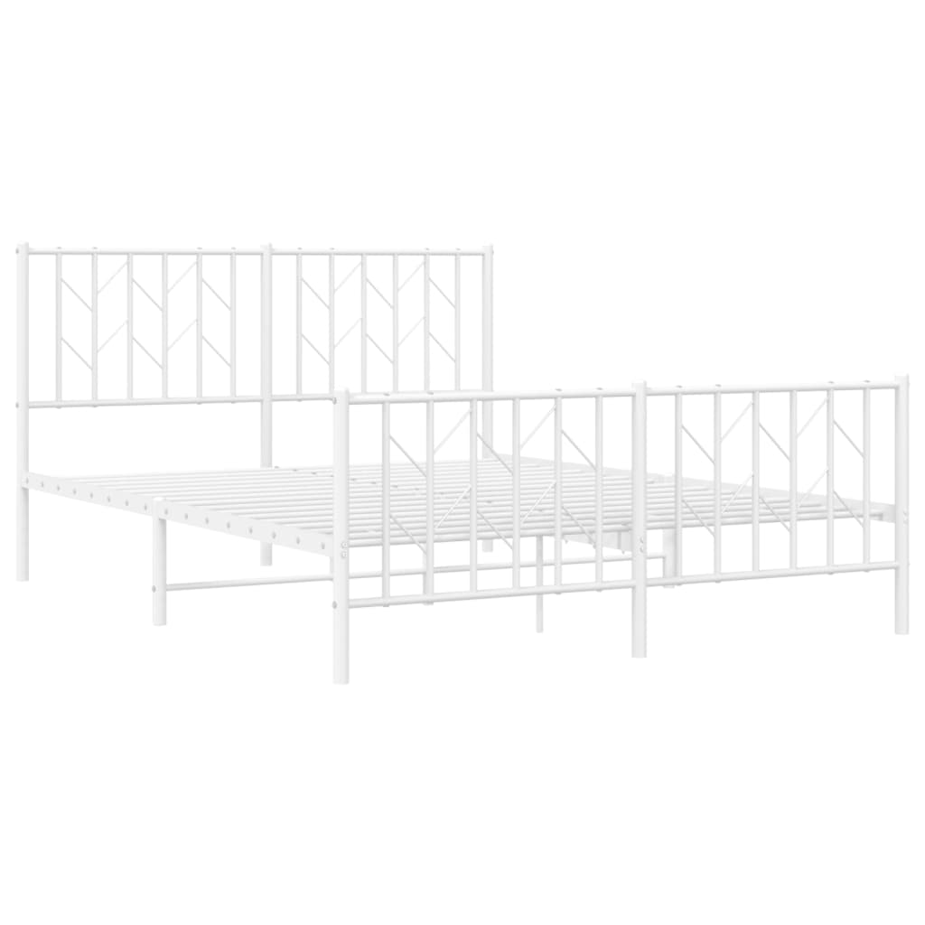 Cadre de lit métal sans matelas et pied de lit blanc 140x190 cm - XIOS