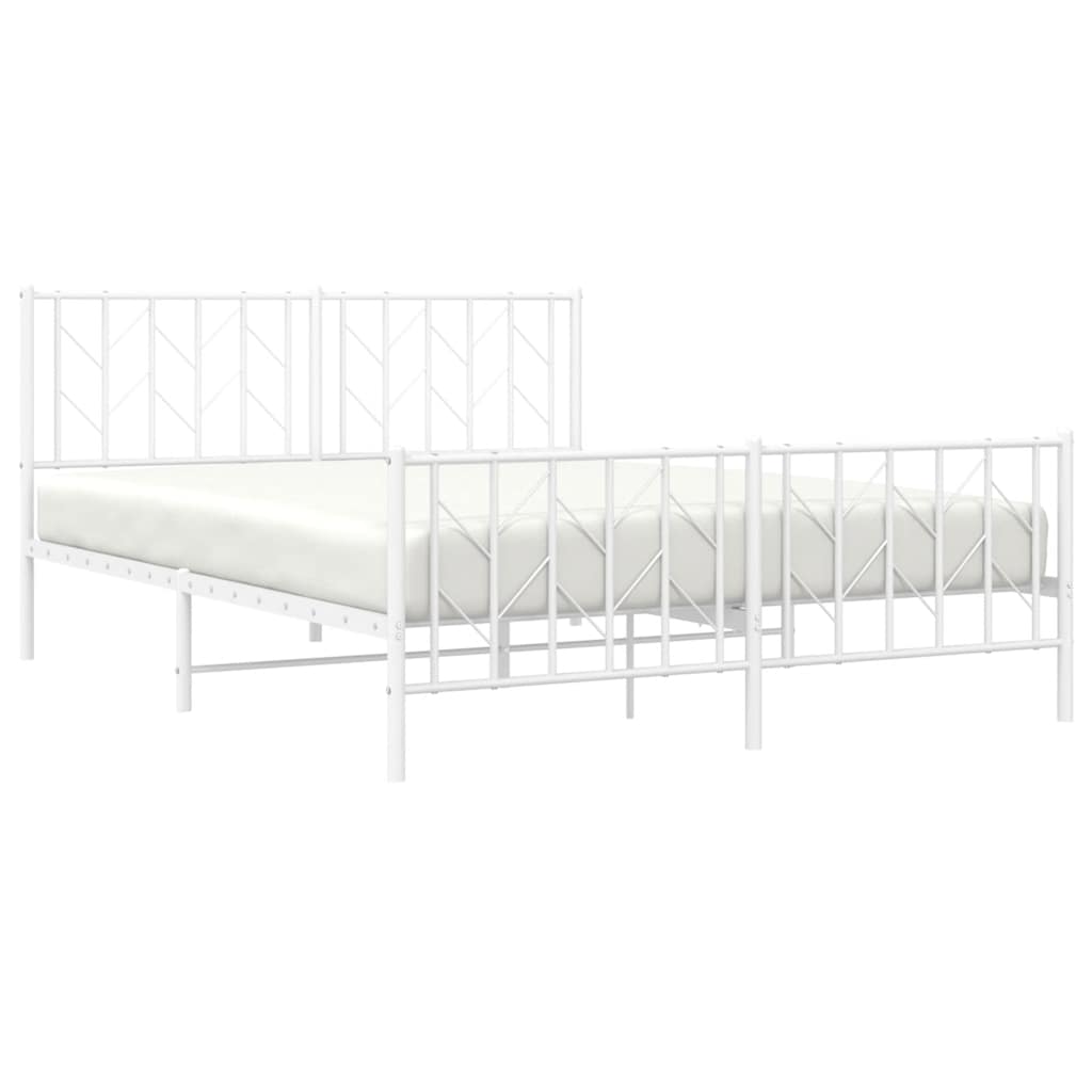 Cadre de lit métal sans matelas et pied de lit blanc 150x200 cm - XIOS
