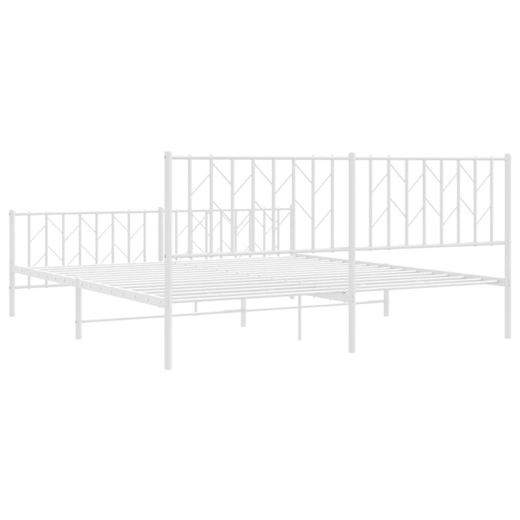 Cadre de lit métal sans matelas et pied de lit blanc 183x213 cm - XIOS