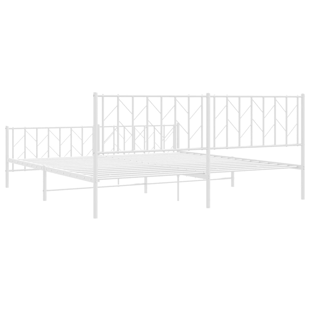 Cadre de lit métal sans matelas et pied de lit blanc 193x203 cm - XIOS