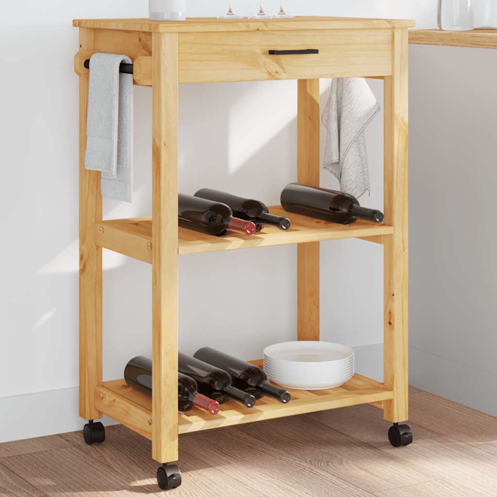 Chariot de cuisine MONZA 60x40x88,5 cm bois massif de pin - XIOS