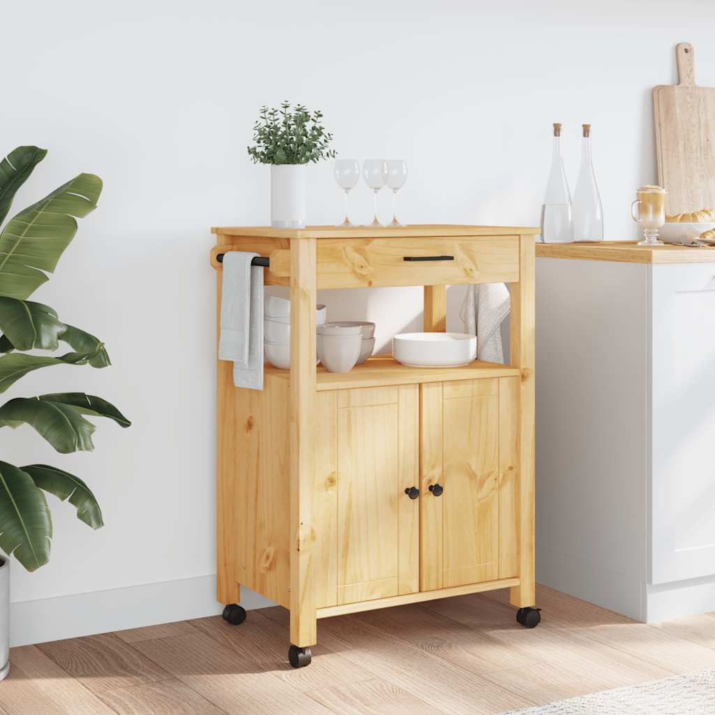 Chariot de cuisine MONZA 60x40x88,5 cm bois massif de pin - XIOS