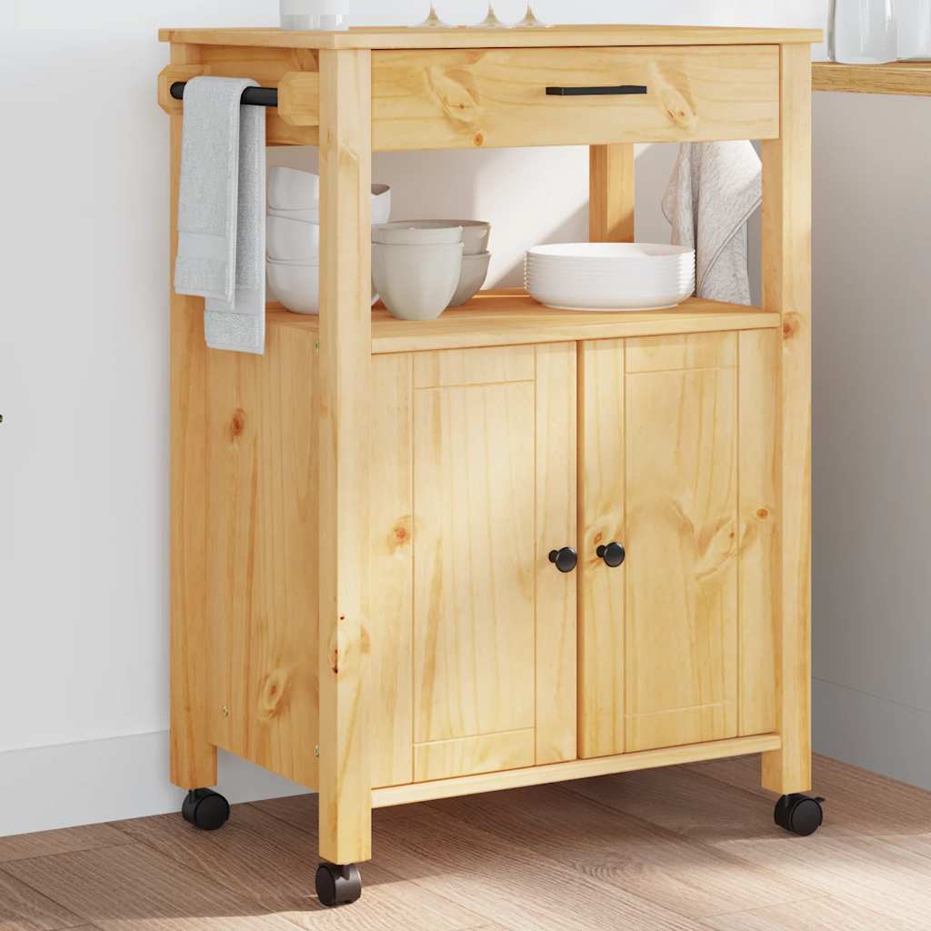 Chariot de cuisine MONZA 60x40x88,5 cm bois massif de pin - XIOS
