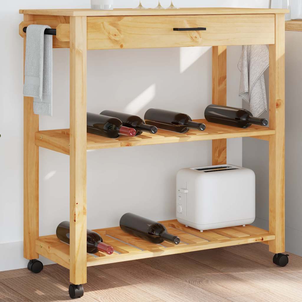 Chariot de cuisine MONZA 84x40x88,5 cm bois massif de pin - XIOS