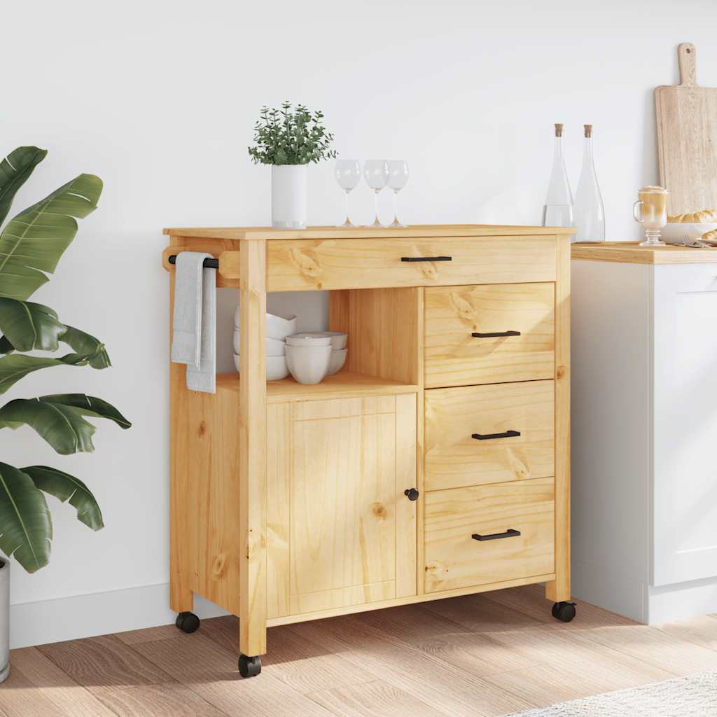 Chariot de cuisine MONZA 84x40x88,5 cm bois massif de pin - XIOS