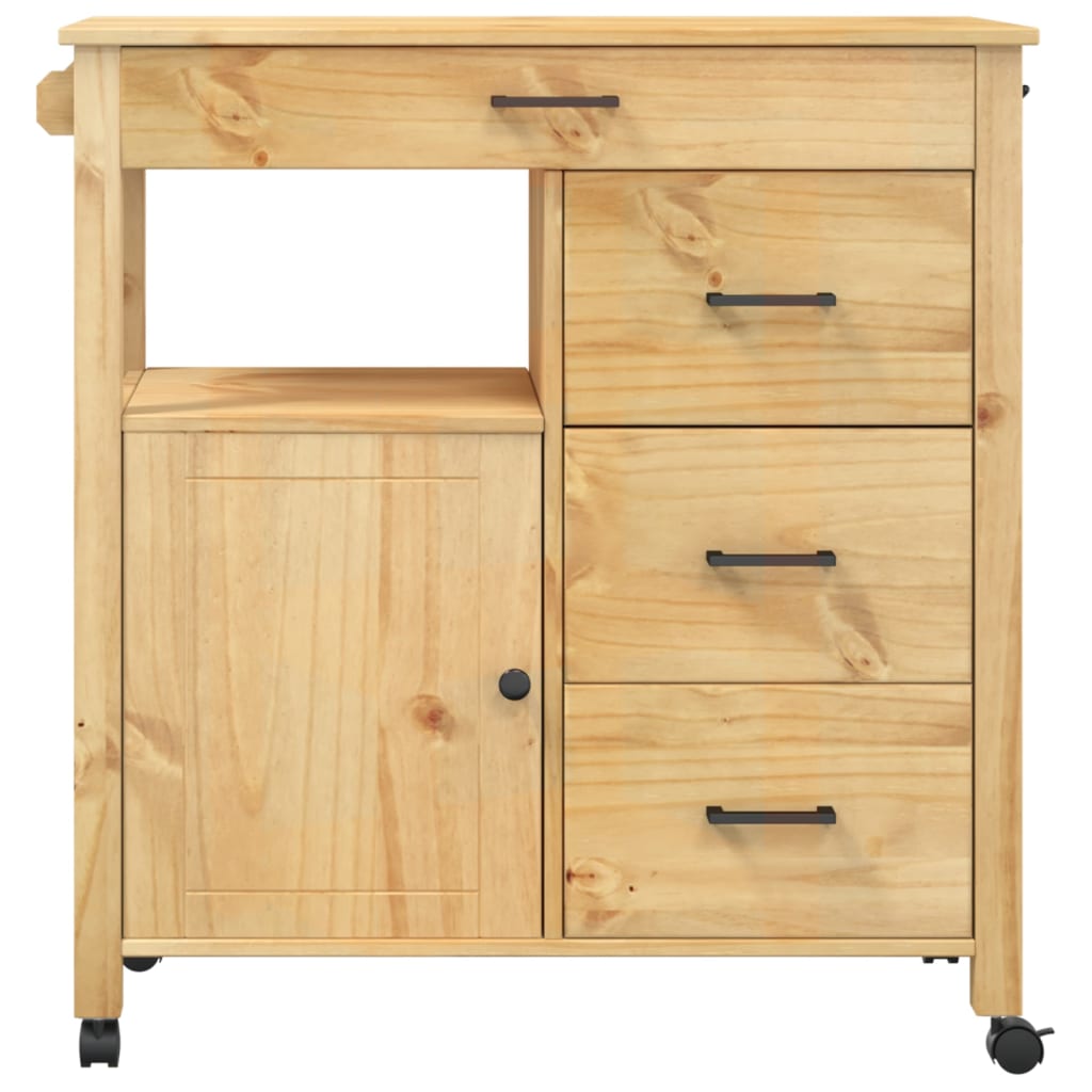Chariot de cuisine MONZA 84x40x88,5 cm cire de miel bois massif de pin