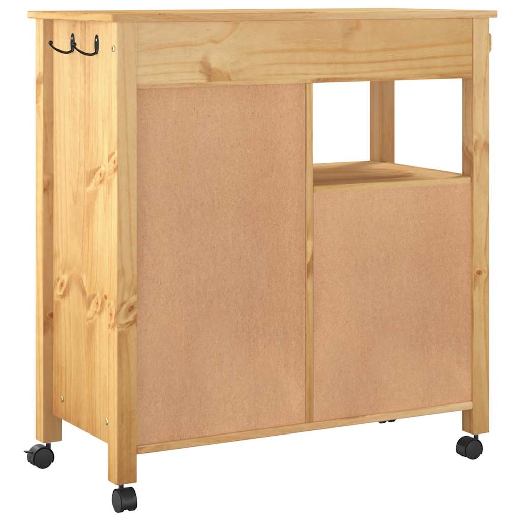 Chariot de cuisine MONZA 84x40x88,5 cm cire de miel bois massif de pin