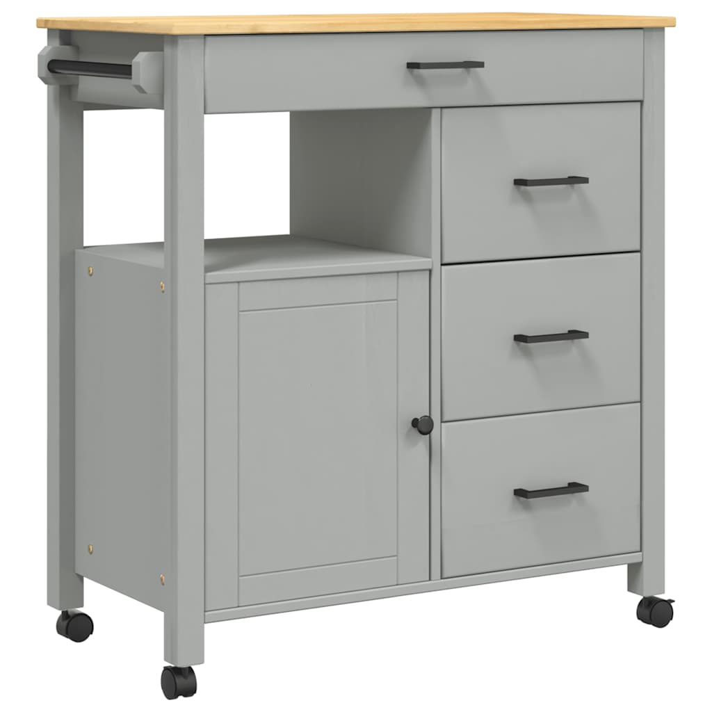Chariot de cuisine MONZA 84x40x88,5 cm bois massif de pin
