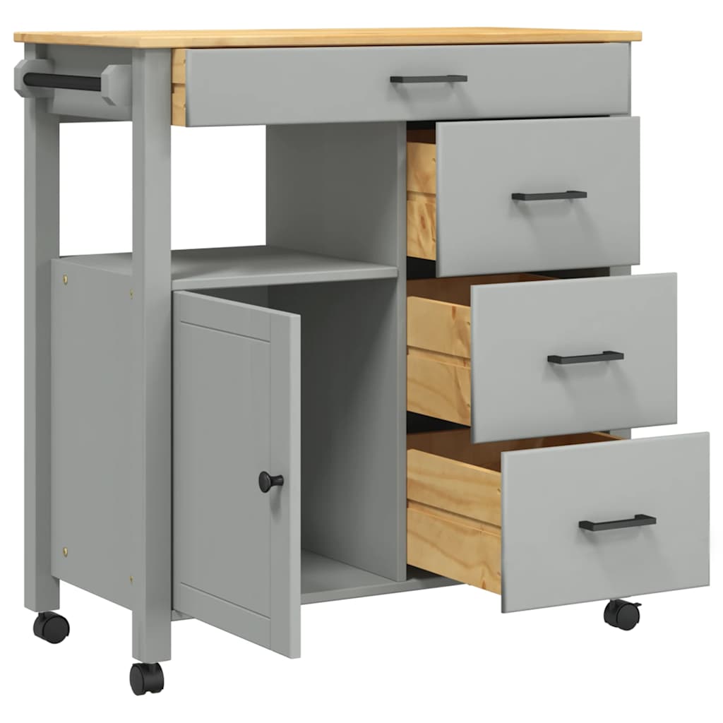 Chariot de cuisine MONZA 84x40x88,5 cm bois massif de pin - XIOS