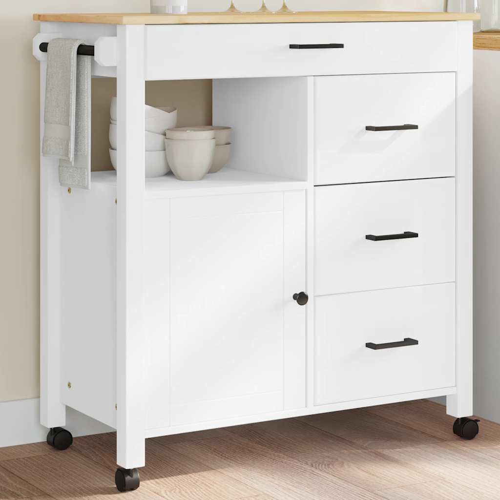 Chariot de cuisine MONZA 84x40x88,5 cm bois massif de pin