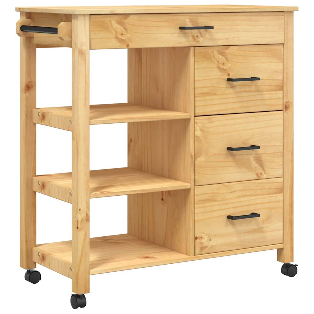 Chariot de cuisine MONZA 84x40x88,5 cm bois massif de pin