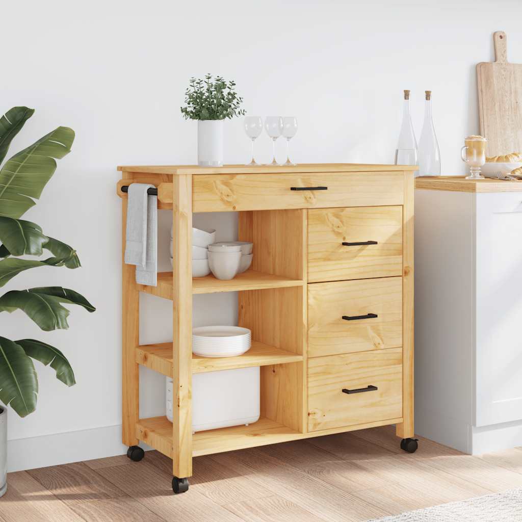 Chariot de cuisine MONZA 84x40x88,5 cm bois massif de pin - XIOS