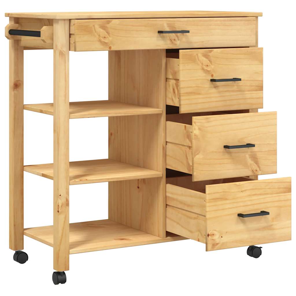 Chariot de cuisine MONZA 84x40x88,5 cm bois massif de pin - XIOS
