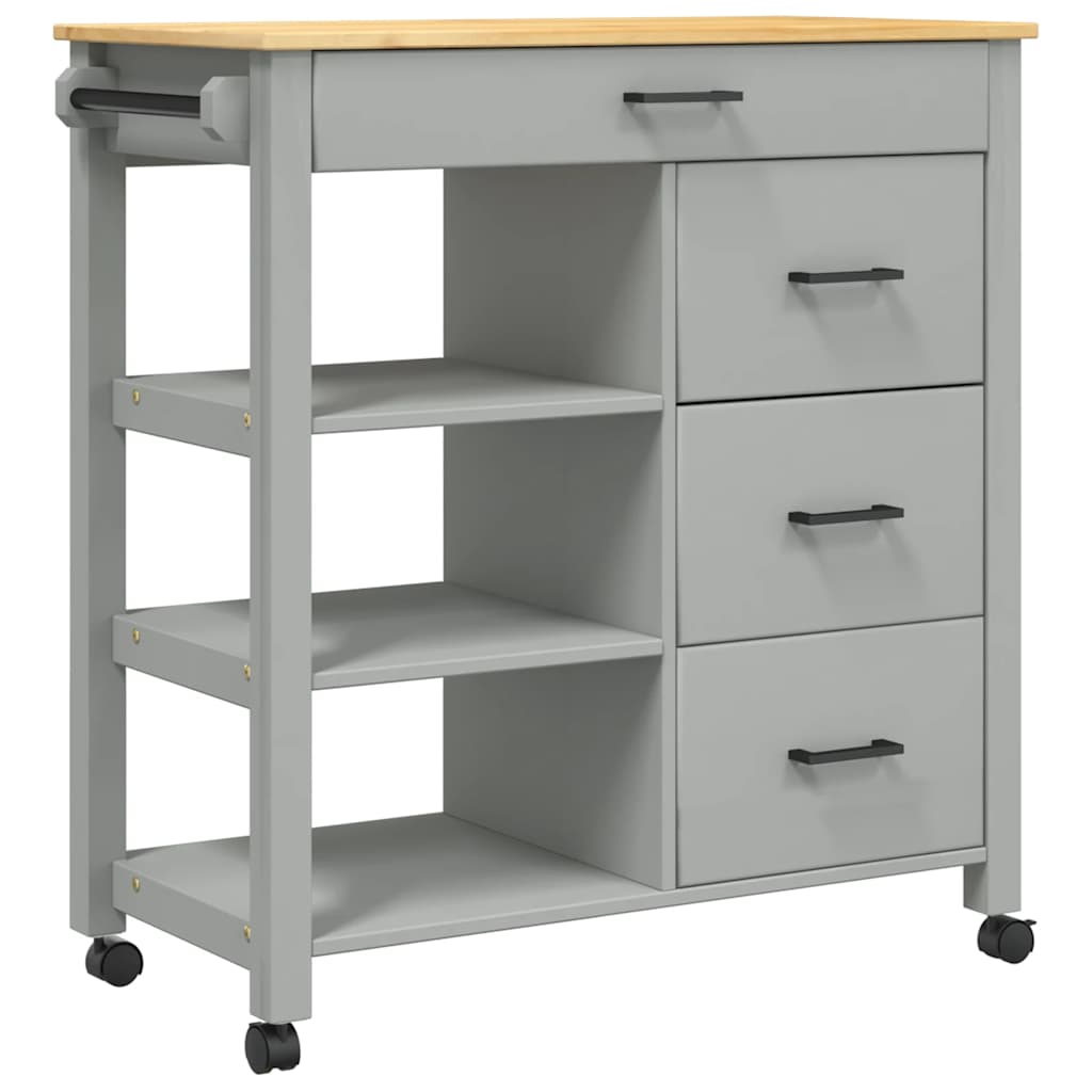 Chariot de cuisine MONZA 84x40x88,5 cm bois massif de pin