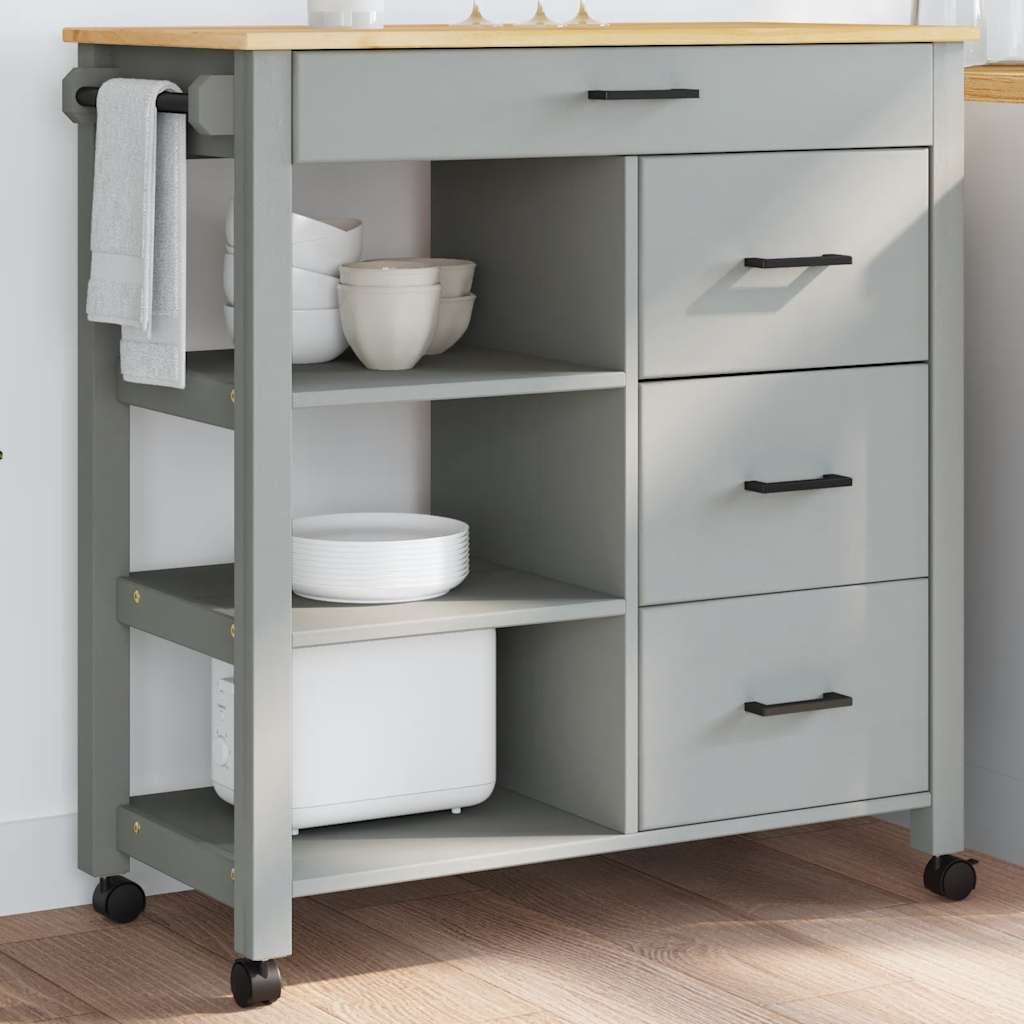 Chariot de cuisine MONZA 84x40x88,5 cm bois massif de pin