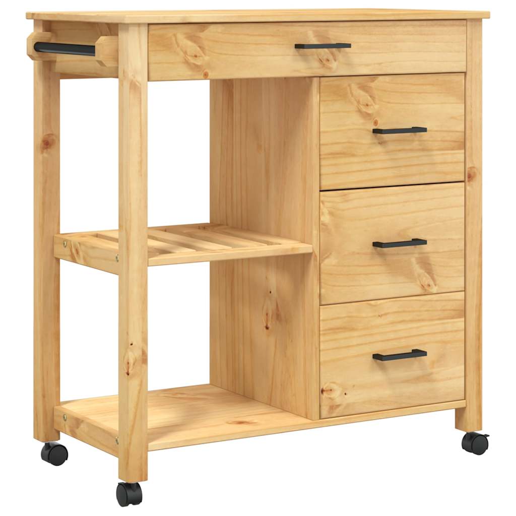 Chariot de cuisine MONZA 84x40x88,5 cm bois massif de pin