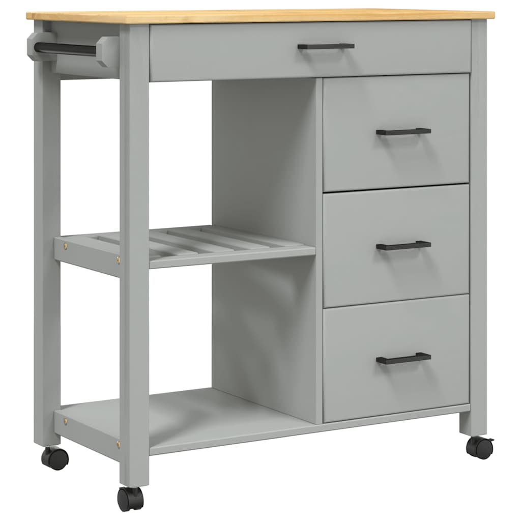 Chariot de cuisine MONZA 84x40x88,5 cm bois massif de pin