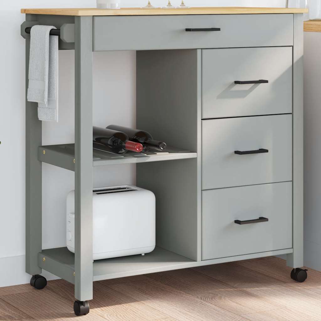 Chariot de cuisine MONZA 84x40x88,5 cm bois massif de pin