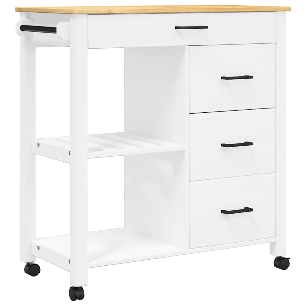 Chariot de cuisine MONZA 84x40x88,5 cm bois massif de pin