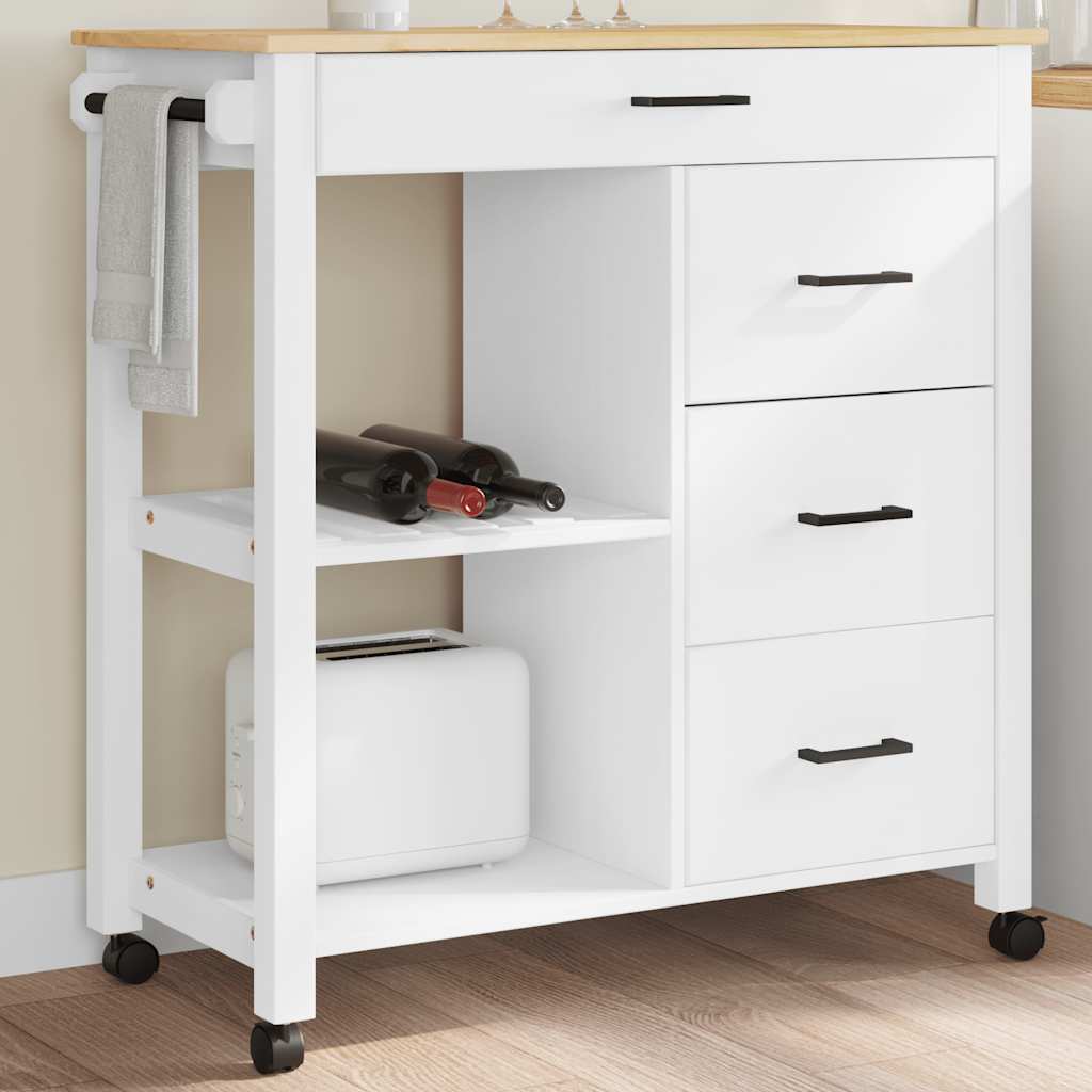 Chariot de cuisine MONZA 84x40x88,5 cm bois massif de pin