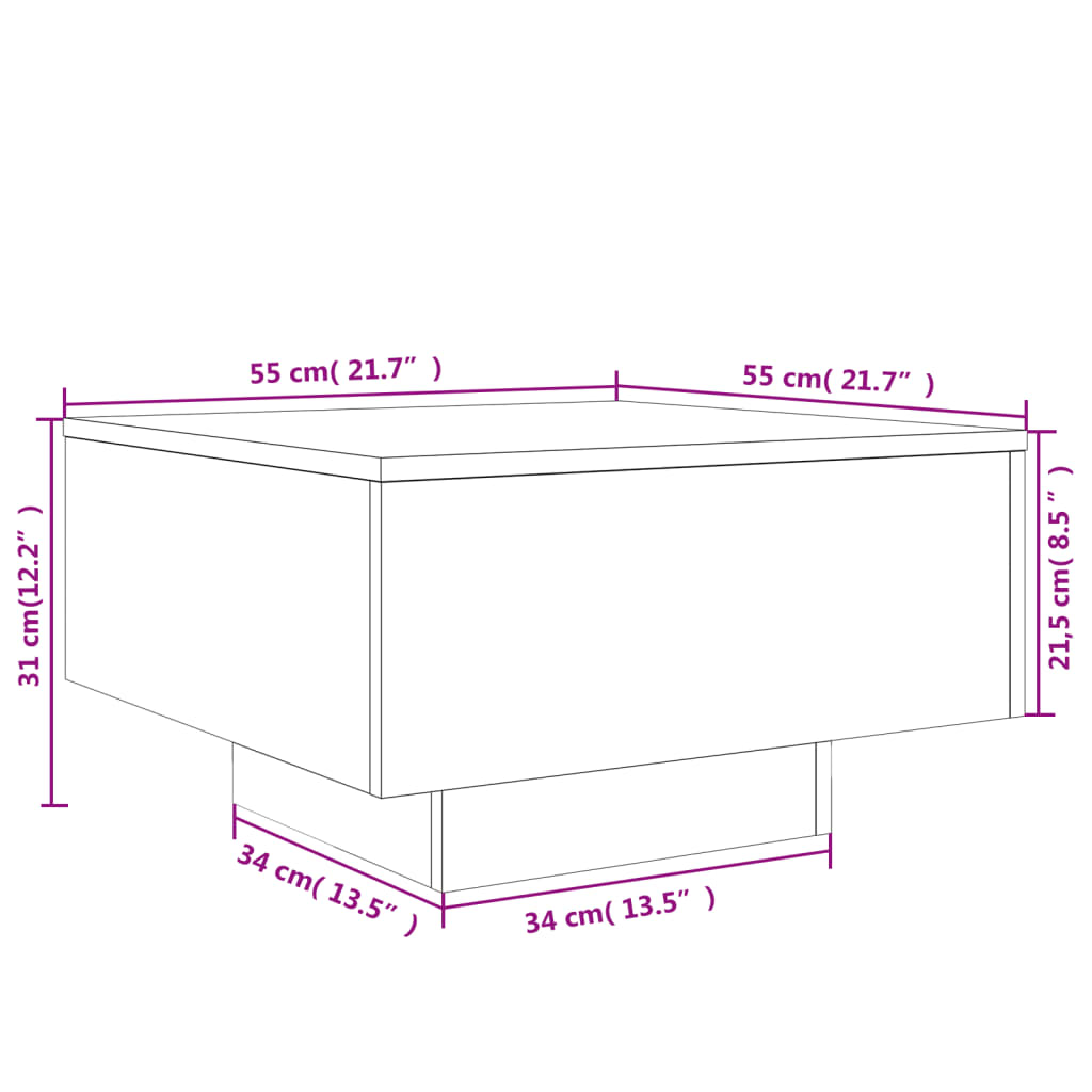 Table basse chêne fumé 55x55x31 cm bois d'ingénierie - XIOS