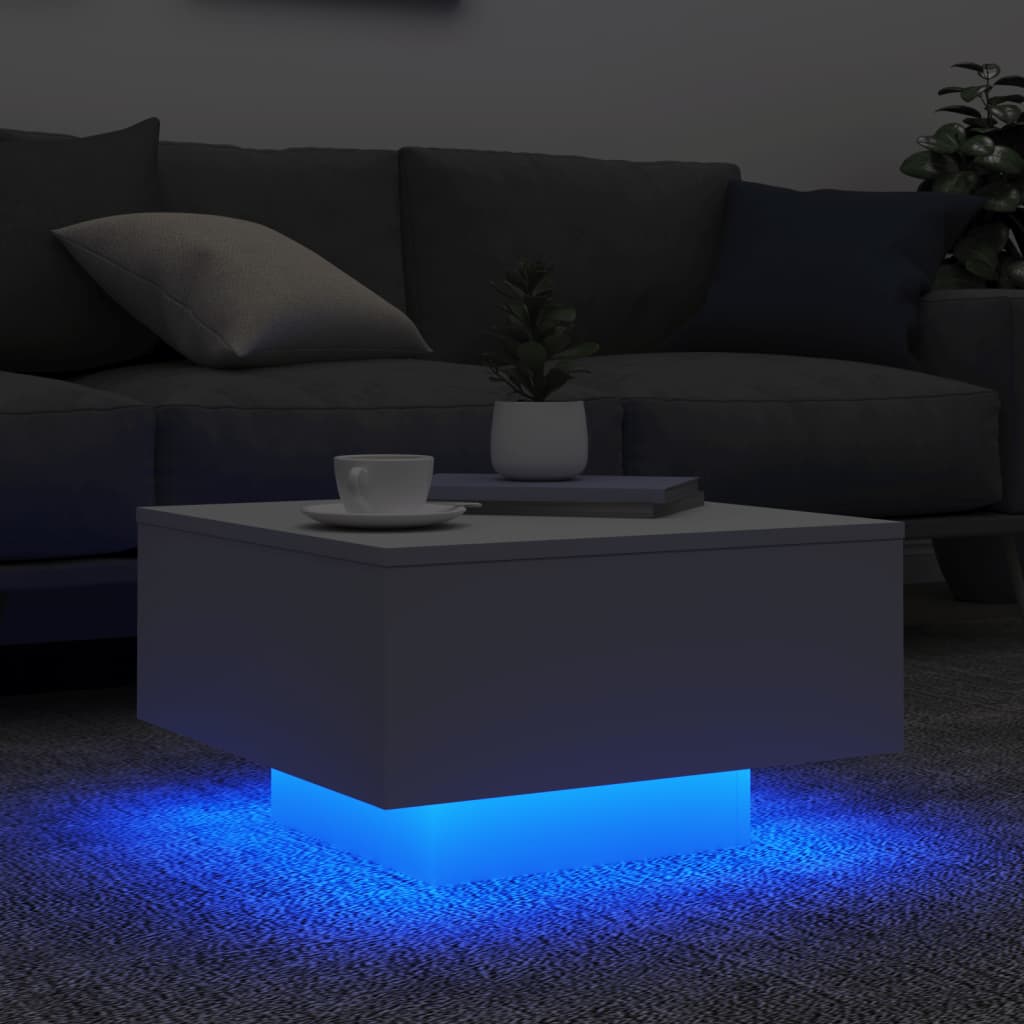 Table basse avec lumières LED blanc 55x55x31 cm - XIOS