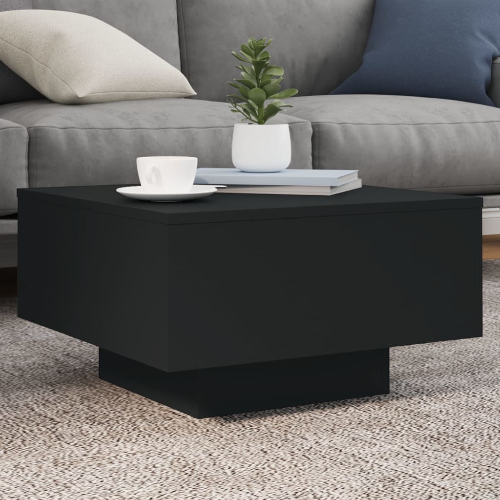 Table basse avec lumières LED noir 55x55x31 cm - XIOS