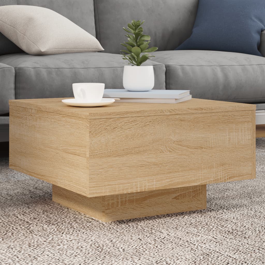 Table basse avec lumières LED chêne sonoma 55x55x31 cm - XIOS