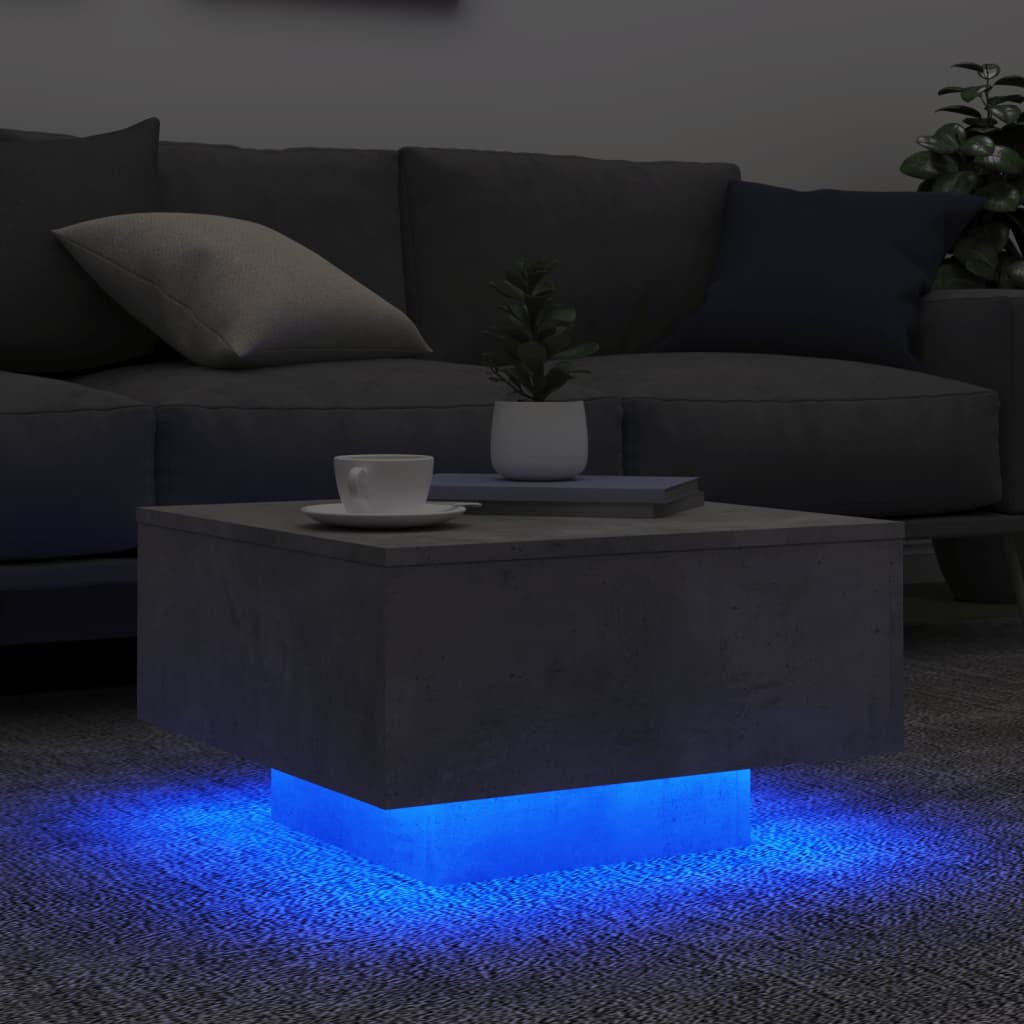 Table basse avec lumières LED gris béton 55x55x31 cm - XIOS