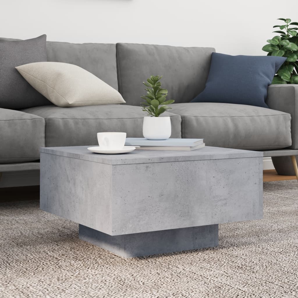 Table basse avec lumières LED gris béton 55x55x31 cm - XIOS